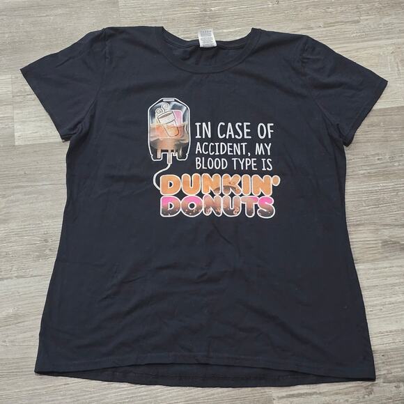 Fruit Of The Loom Blood Type Is Coffee Dunkin’ Donuts Short Sleeved Shirt Top - Picture 6 of 6